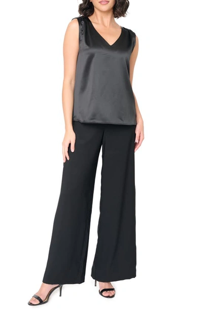 Gibsonlook Solstice Wide Leg Satin Pants In Black