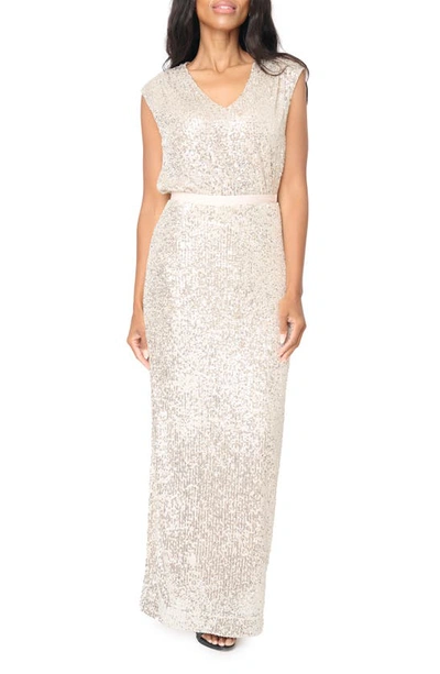 Gibsonlook Sparkle Shine Sequin Maxi Skirt In Champagne
