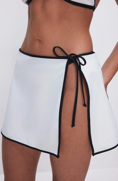 Shop Good American Wrap Cover-up Miniskirt In White001