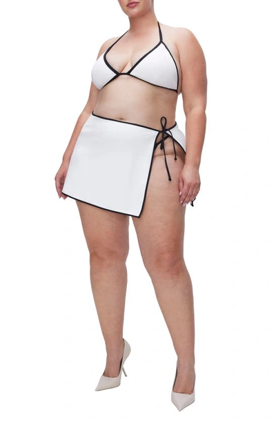 Shop Good American Wrap Cover-up Miniskirt In White001