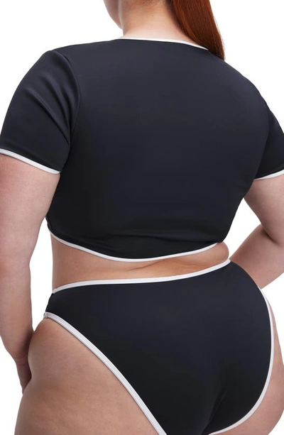 Good American Tie Front Swim Tee In Black