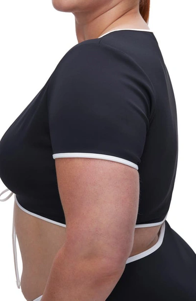 Good American Tie Front Swim Tee In Black