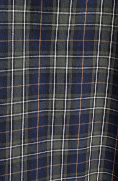 Shop Balenciaga Check Oversize Cotton Flannel Button-down Shirt In Navy/ Khaki