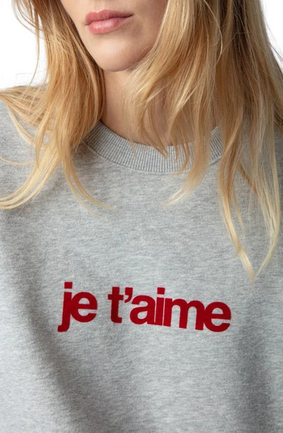 Shop Zadig & Voltaire Oscar Je T'aime Organic Cotton Blend Sweatshirt In Floc
