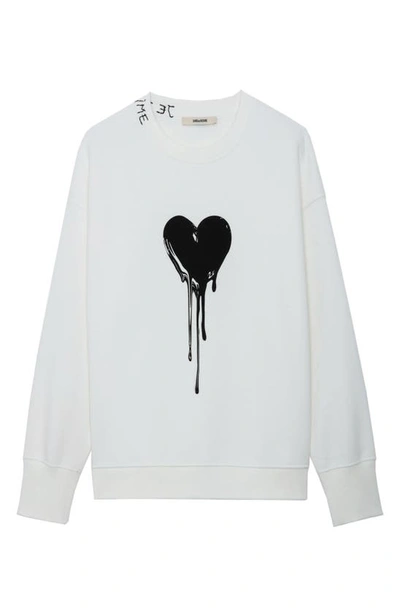 Shop Zadig & Voltaire Oscar Flowing Heart Graphic Organic Cotton Blend Sweatshirt In Judo