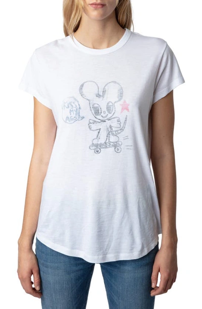 Shop Zadig & Voltaire Woop Cotton Blend Graphic T-shirt In Blanc