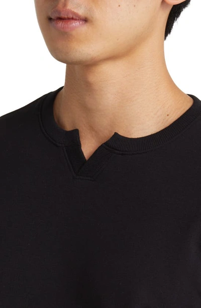 Shop Robert Barakett Lording Long Sleeve Notch Neck T-shirt In Black
