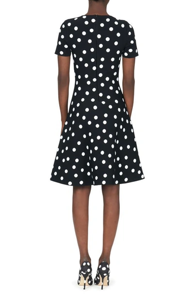 Shop Carolina Herrera Polka Dot Knit Fit & Flare Dress In Black Multi