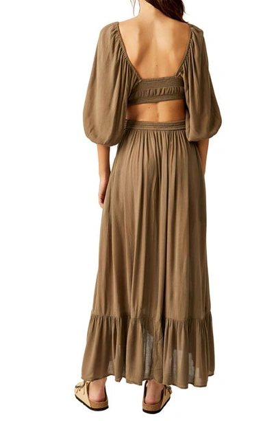 Shop Free People Cross My Heart Cutout Maxi Dress In Olive Stone