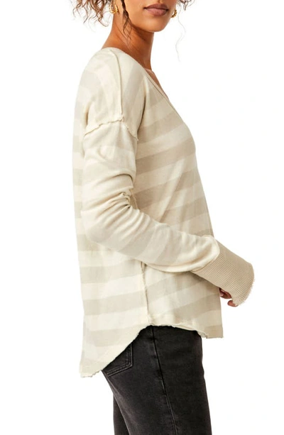 Shop Free People Sail Away Stripe Long Sleeve T-shirt In Natural Combo
