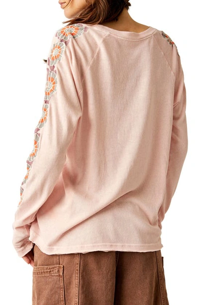 Shop Free People On The Vine Print Sleeve Rib Top In Pink Combo