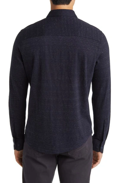 Robert Barakett Minton Knit Button-up Shirt In Navy