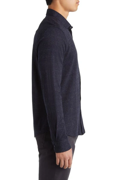 Robert Barakett Minton Knit Button-up Shirt In Navy