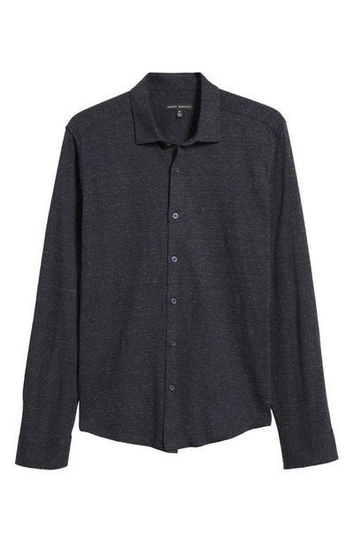 Robert Barakett Minton Knit Button-up Shirt In Navy