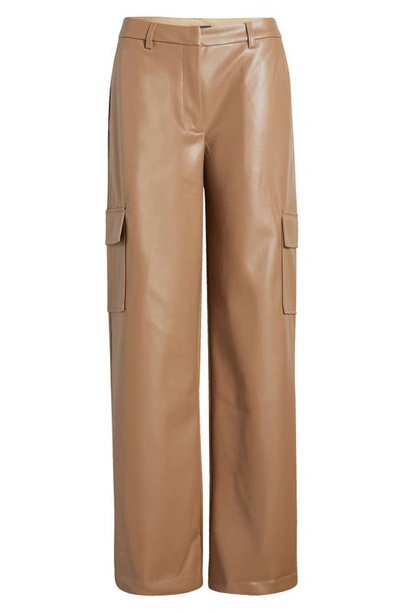 Shop Halogen Wide Leg Faux Leather Cargo Pants In Deep Taupe