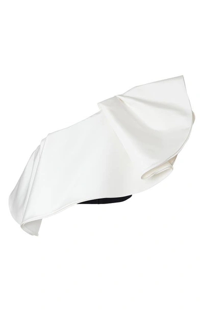 Shop Carolina Herrera One-shoulder Silk Ruffle Top In White