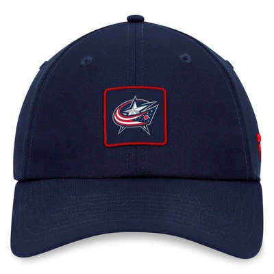 Shop Fanatics Branded  Navy Columbus Blue Jackets Authentic Pro Rink Adjustable Hat