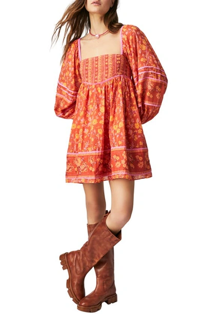 Shop Free People Endless Afternoon Print Long Sleeve Minidress In Chili Combo