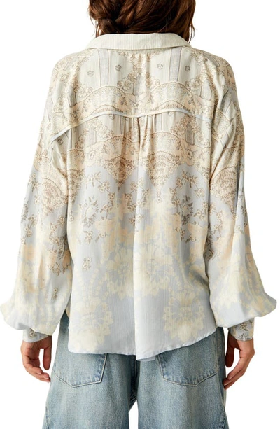 Shop Free People Virgo Bay Button Shirt In Spring Blue Combo