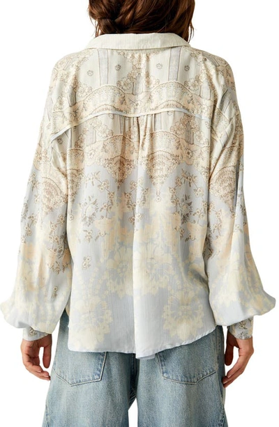 Free People Virgo Baby Button Down Blouse In Blue Combo In Spring Blue Combo