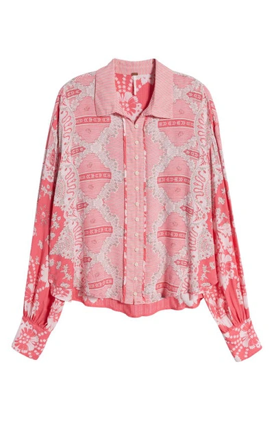 Shop Free People Virgo Bay Button Shirt In Coral Combo