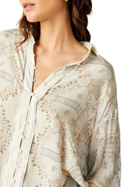 Shop Free People Virgo Bay Button Shirt In Spring Blue Combo