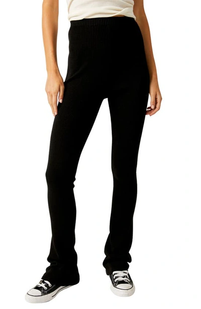 Shop Free People Golden Hour High Waist Rib Pants In Black