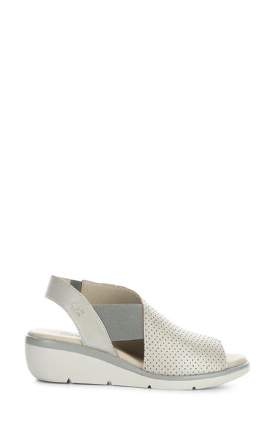 Fly London Nisi Platform Wedge Sandal In Silver Borgogna