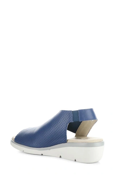 Fly London Nisi Platform Wedge Sandal In Blue Mousse