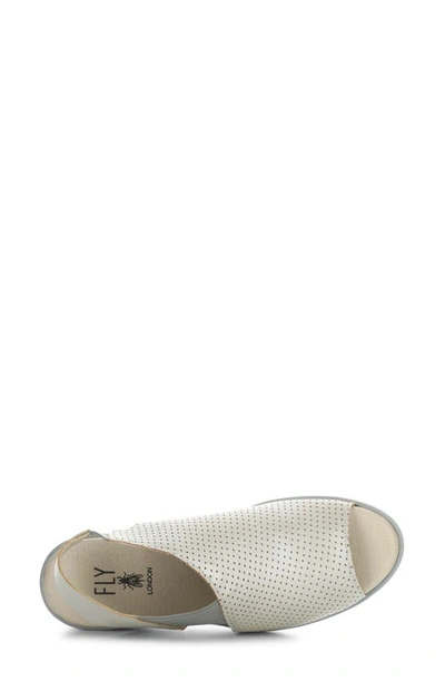 Fly London Nisi Platform Wedge Sandal In Silver Borgogna
