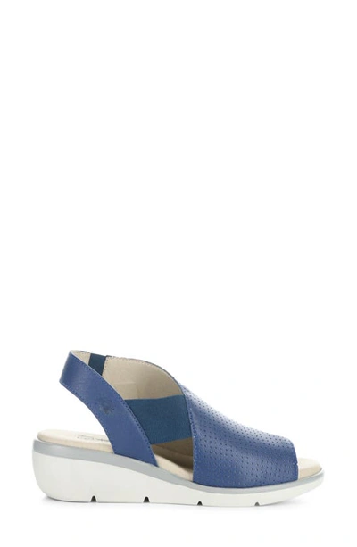 Fly London Nisi Platform Wedge Sandal In Blue Mousse