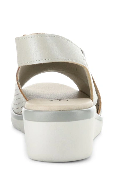 Fly London Nisi Platform Wedge Sandal In Silver Borgogna