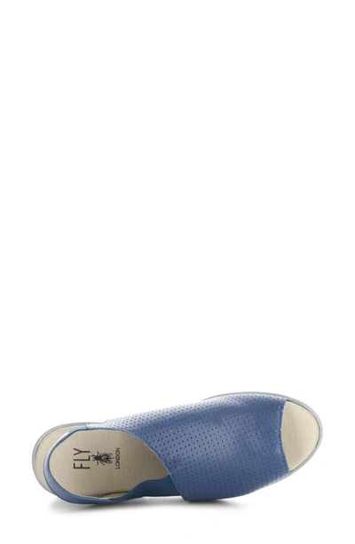 Fly London Nisi Platform Wedge Sandal In Blue Mousse