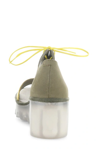 Fly London Bilu Platform Wedge Sandal In Yellow/ Khaki