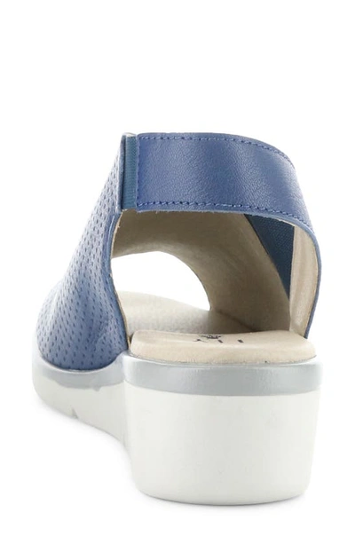 Fly London Nisi Platform Wedge Sandal In Blue Mousse
