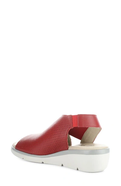 Fly London Nisi Platform Wedge Sandal In Lipstick Red Mou