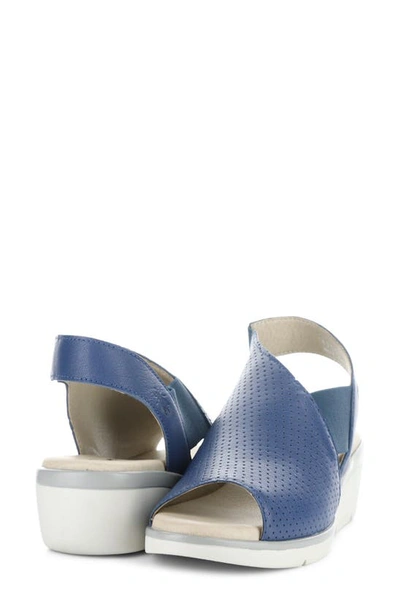 Fly London Nisi Platform Wedge Sandal In Blue Mousse