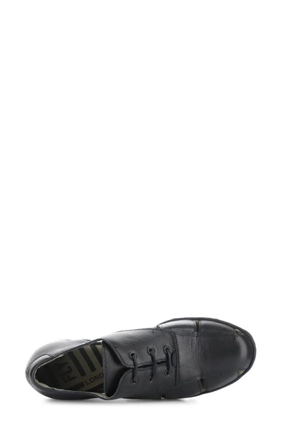 Fly London Bogi Platform Wedge Oxford In Black Mousse