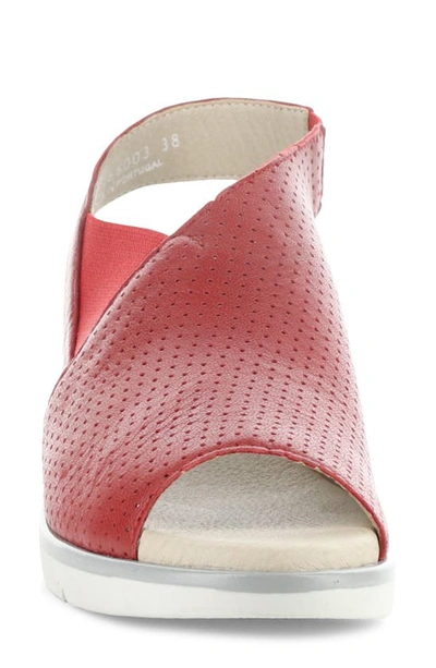 Fly London Nisi Platform Wedge Sandal In Lipstick Red Mou
