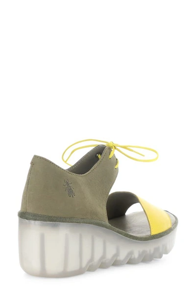 Shop Fly London Bilu Platform Wedge Sandal In Yellow/ Khaki