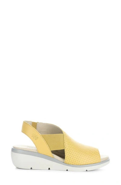 Fly London Nisi Platform Wedge Sandal In Bumblebee Mousse