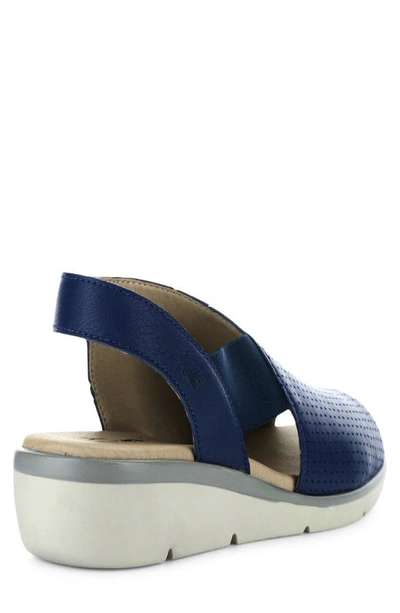 Fly London Nisi Platform Wedge Sandal In Blue Mousse