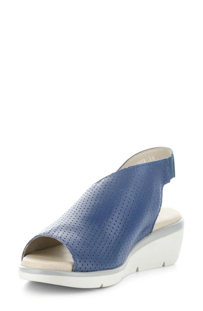 Fly London Nisi Platform Wedge Sandal In Blue Mousse
