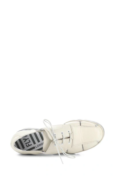 Shop Fly London Bogi Platform Wedge Oxford In Off White Mousse