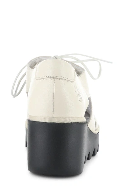 Fly London Bogi Platform Wedge Oxford In Off White Mousse