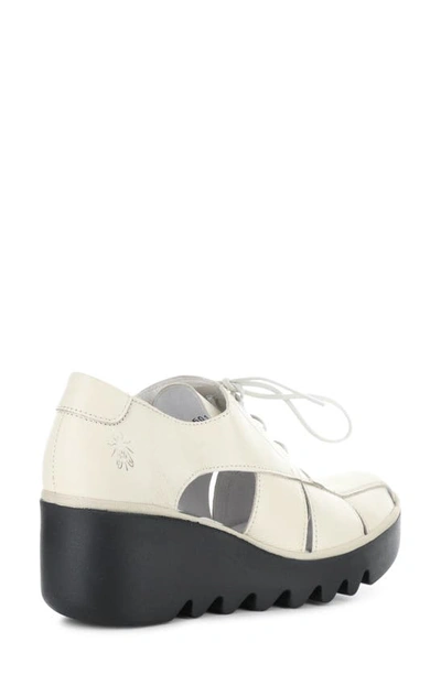 Fly London Bogi Platform Wedge Oxford In Off White Mousse
