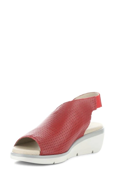 Fly London Nisi Platform Wedge Sandal In Lipstick Red Mou