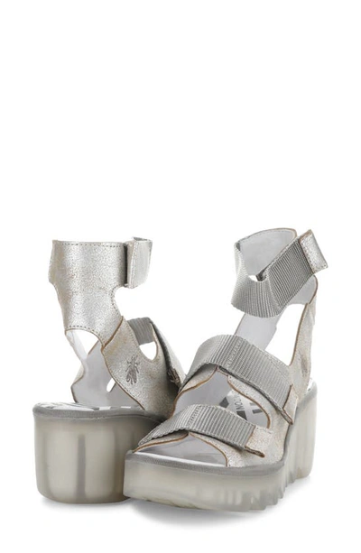 Fly London Bech Platform Wedge Sandal In Pearl Cool