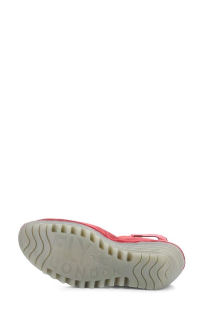 Fly London Yefi Platform Wedge Sandal In Lipstick Red Cup