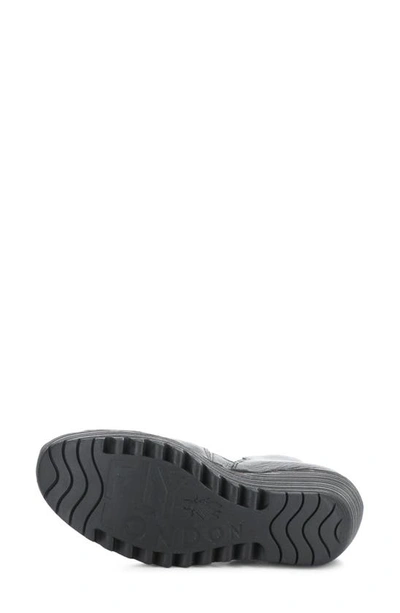 Shop Fly London Yefi Platform Wedge Sandal In Black Mousse